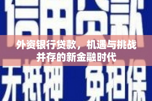 迎泽外资银行贷款，机遇与挑战并存的新金融时代