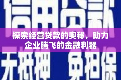 迎泽探索经营贷款的奥秘，助力企业腾飞的金融利器