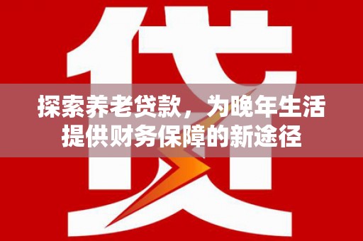 迎泽探索养老贷款，为晚年生活提供财务保障的新途径