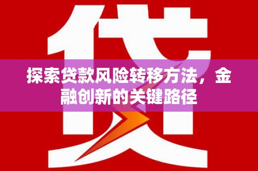 迎泽探索贷款风险转移方法，金融创新的关键路径