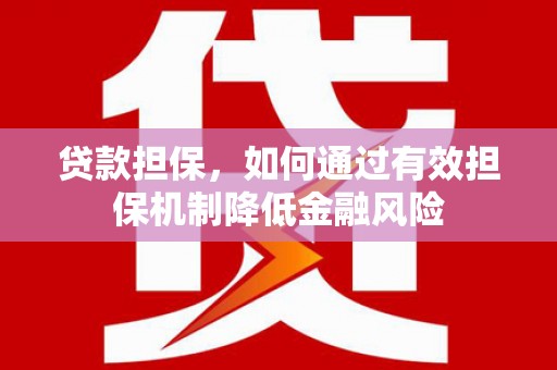 迎泽贷款担保，如何通过有效担保机制降低金融风险