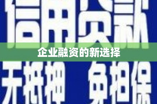 迎泽企业融资的新选择
