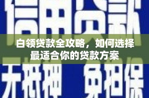 迎泽白领贷款全攻略，如何选择最适合你的贷款方案
